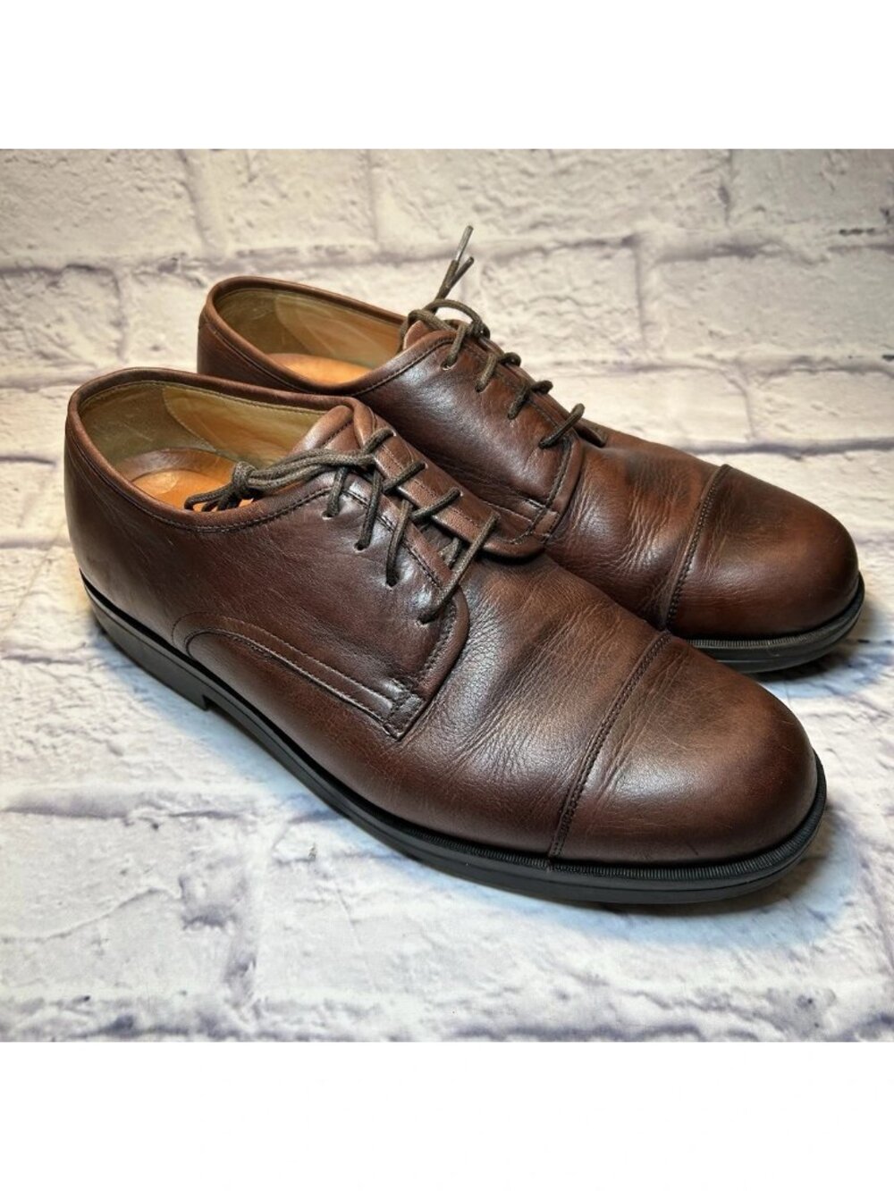 1803 Leather Cap Toe Shoes Oxford Lace Up Mens‎ Brown 45